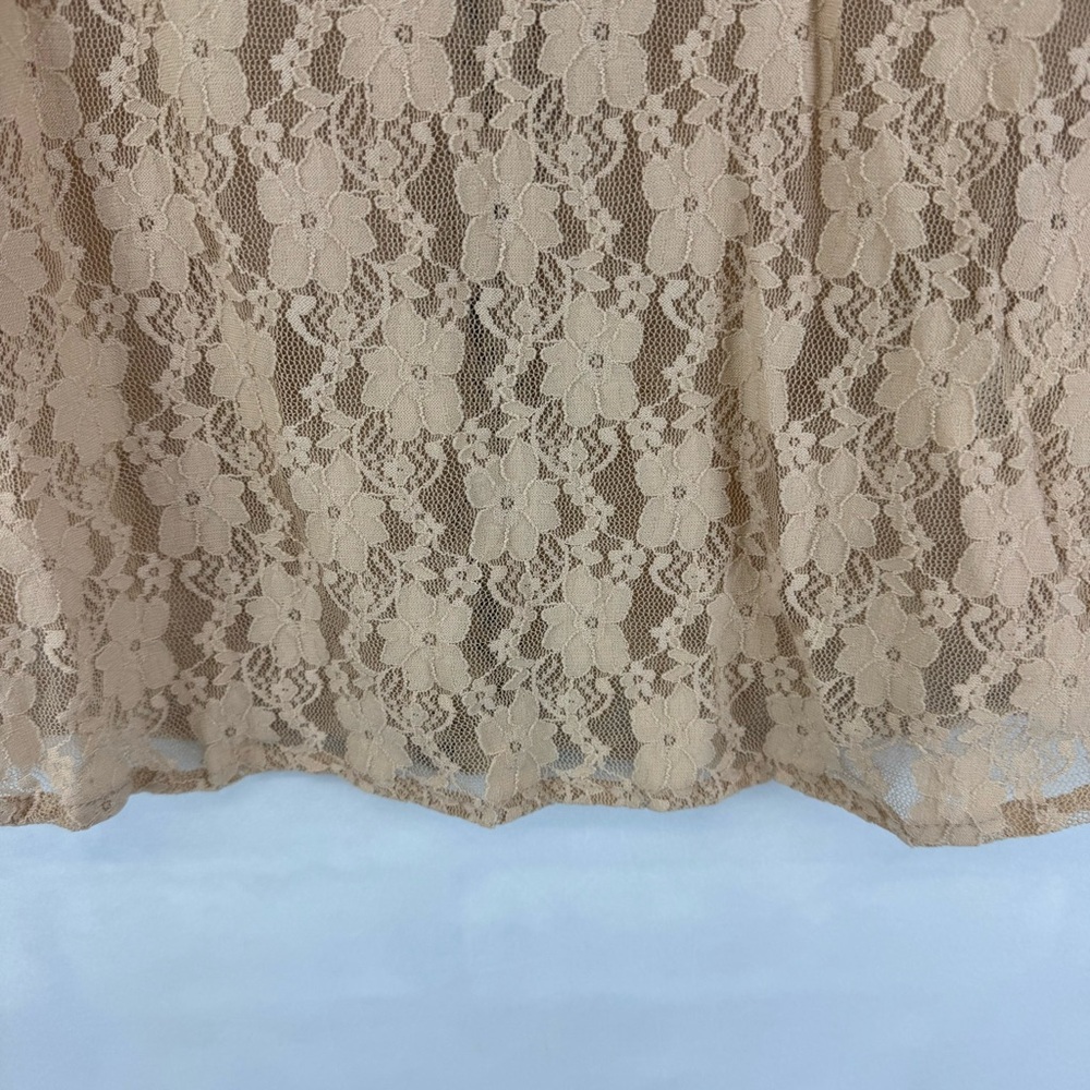 Zara Basic Beige Lace Peter Pan Collar Top Short Sleeve Size S NWT - Picture 4 of 12